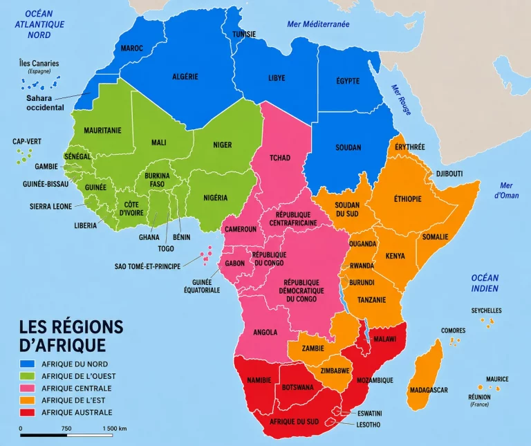 Pays Afrique du Nord - Régions d'Afrique